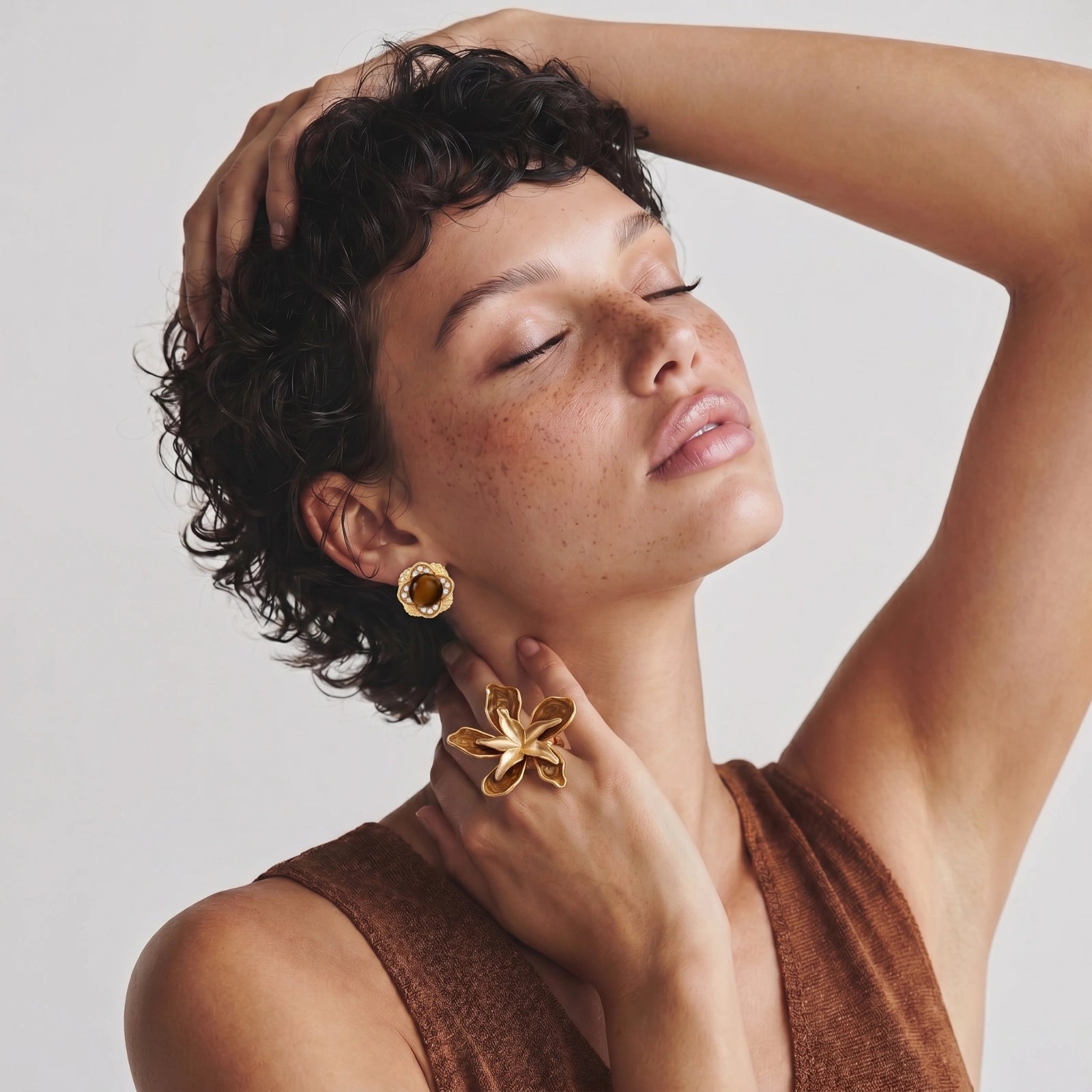 Anel Statement Golden Bloom